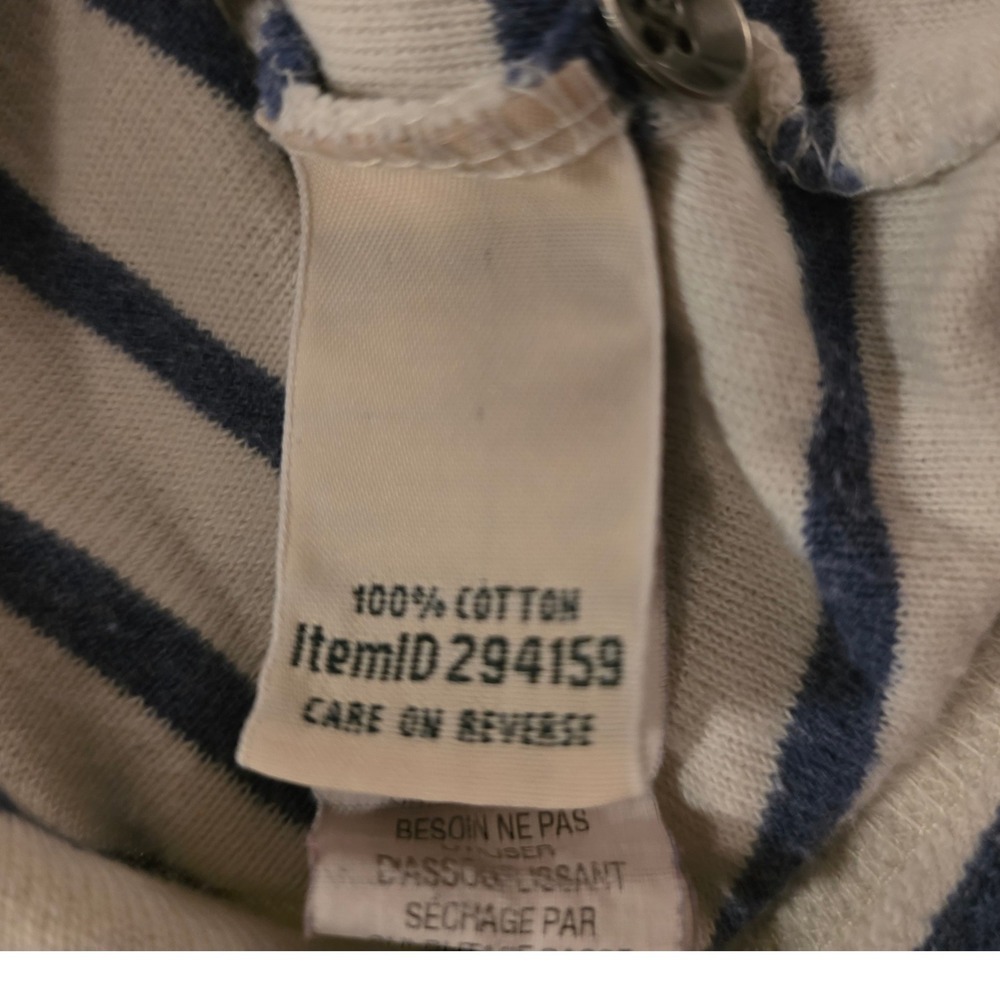 LL Bean Womens M Blue Cream Striped Raglan Long Sleeve Cotton Top Nautical - Picture 7 of 8
